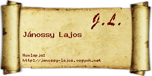 Jánossy Lajos névjegykártya