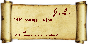 Jánossy Lajos névjegykártya